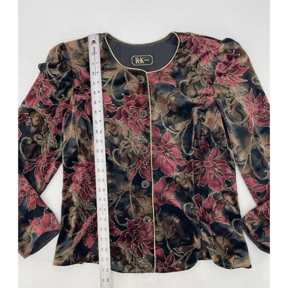 Vintage R&K Evenings Etched Floral Velvet Button-Down Blazer Size 12 Event - Picture 12 of 12